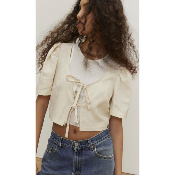 Urban Outfitters Tops - Urban Renewal Linen Blend Tie Front Blouse